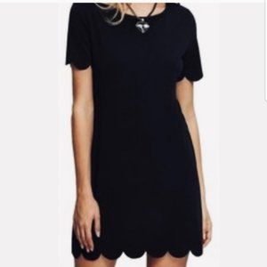 Little Black Dress Scallop Hem Shift Cocktail XS